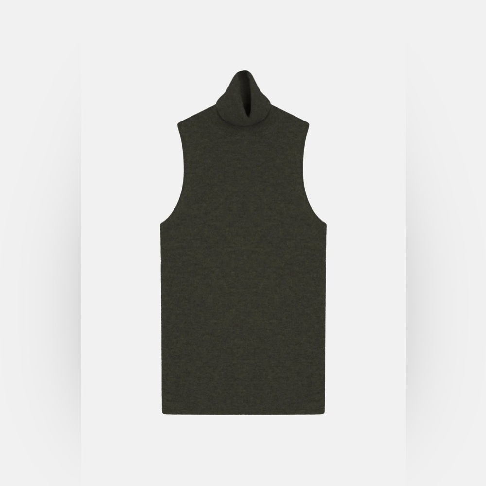 Sea Bleu 100% Cashmere Sleeveless Turtleneck Sweater Vest Olive Green Size L